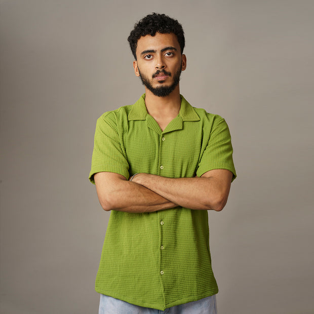 Green Classic Cuban Shoulder Shirt – Effortless Style, Unmatched Comfort