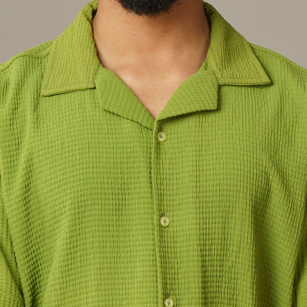 Green Classic Cuban Shoulder Shirt – Effortless Style, Unmatched Comfort